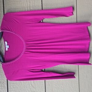 Boden fuschia pink jersey long sleeve top velvet trim 8